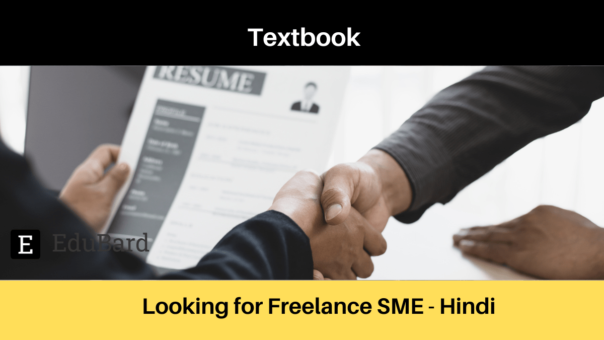 Textbook | Applications are invited for Freelance Subject Matter Expert - Hindi, Apply Now!
