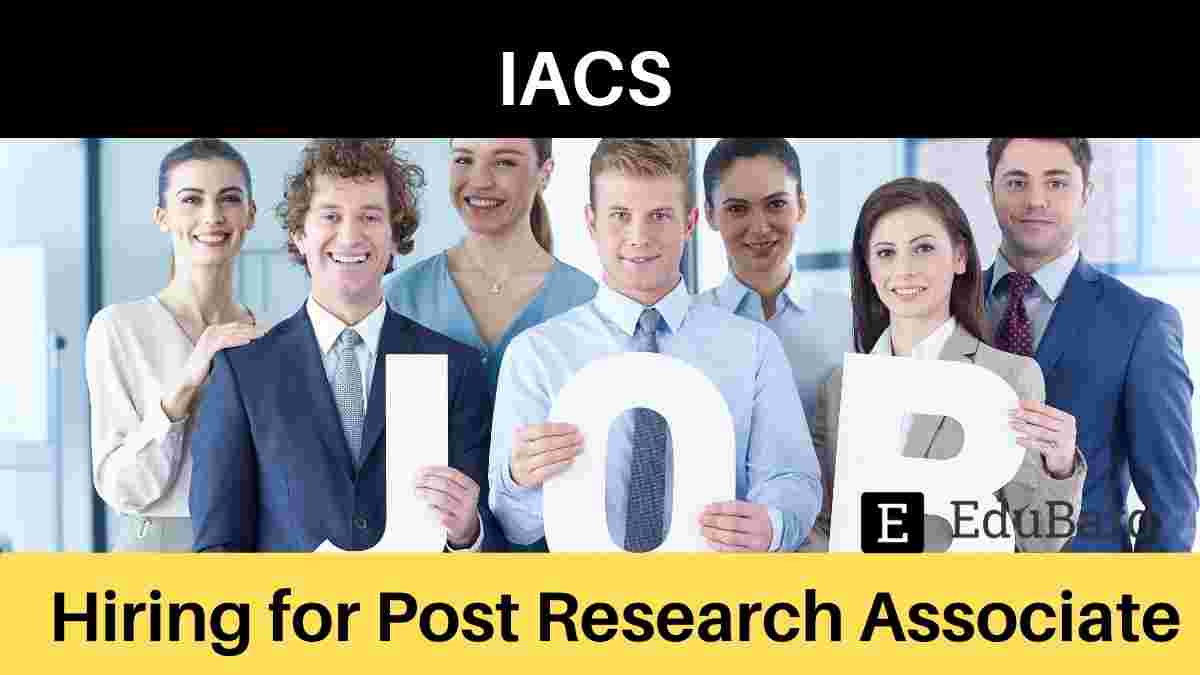 IACS Position Opening for Post Research Associate, Apply by Sept. 18th, 2021