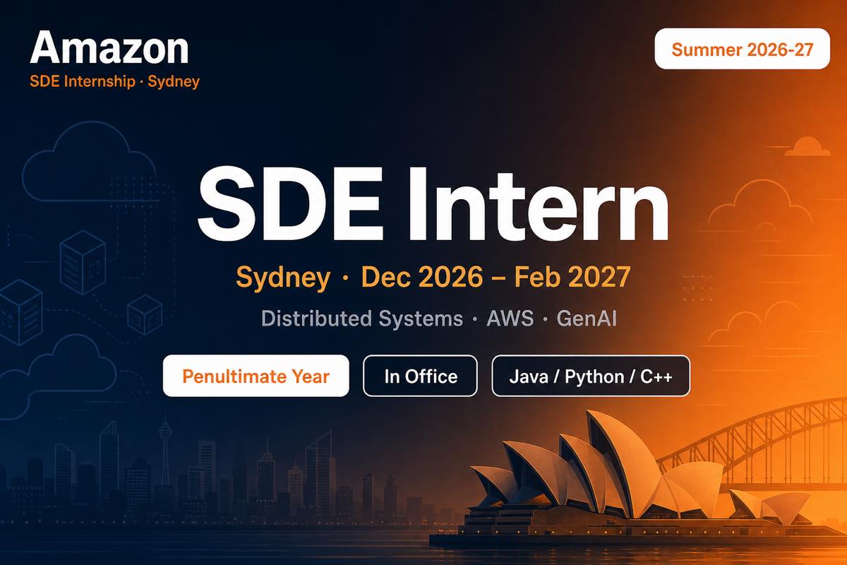 Amazon SDE Intern Sydney 2026 | Dec 2026 - Feb 2027