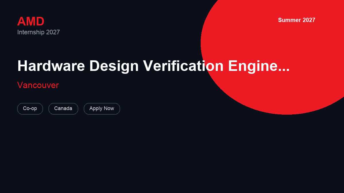 AMD Hardware Design Verification Engineering | Vancouver · 2027
