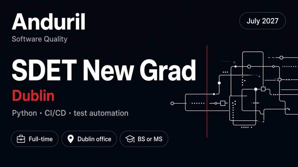 Anduril Software Development in Test New Grad 2027 | Dublin | July start