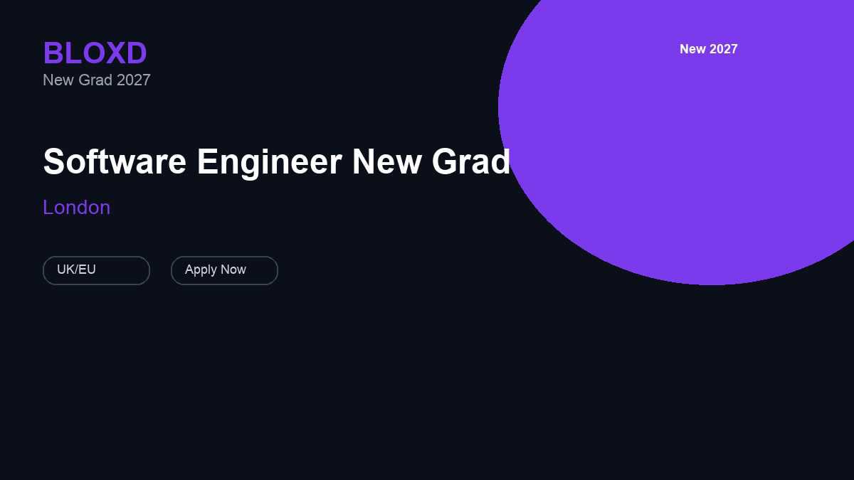 Bloxd Software Engineer New Grad | London · 2027