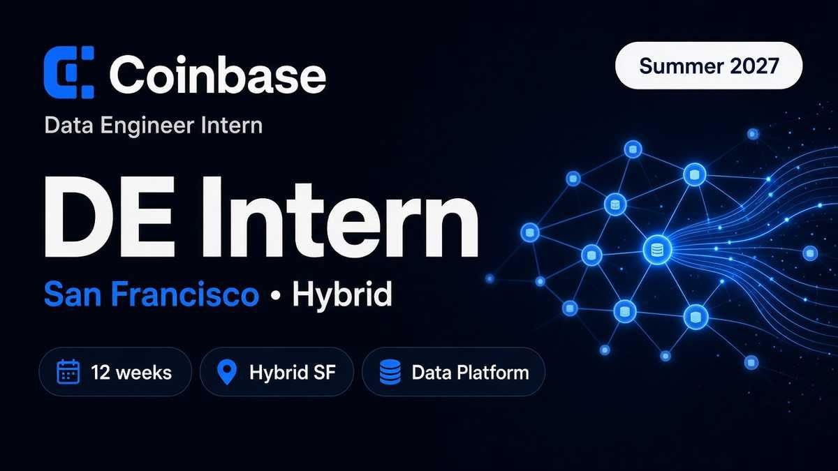 Coinbase Data Engineer Intern | San Francisco (Hybrid) · Summer 2027