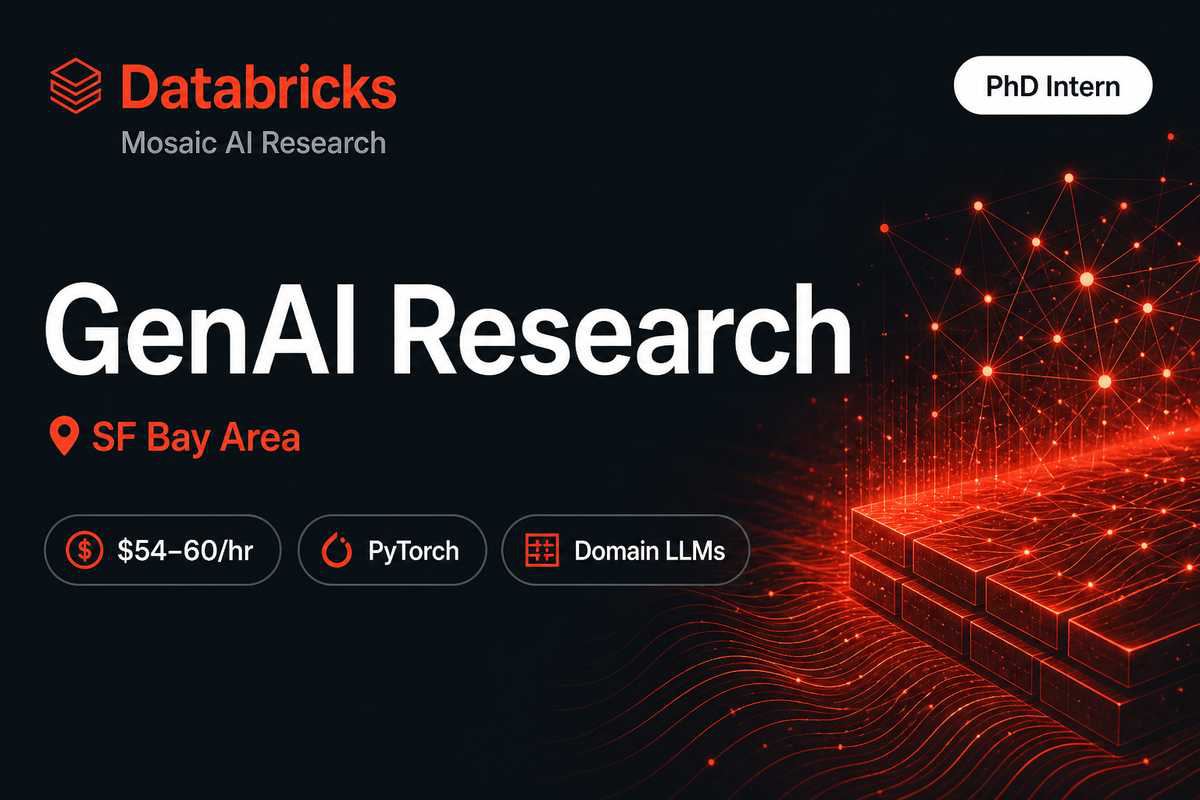 Databricks PhD GenAI Research Intern | SF Bay · $54–60/hr