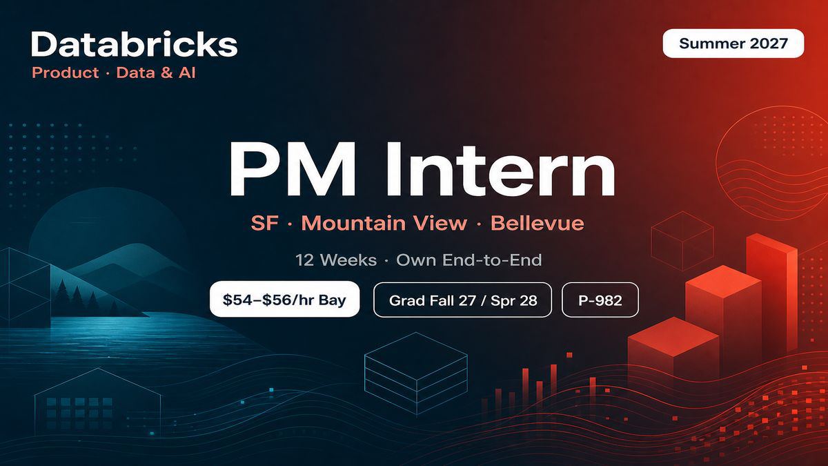 Databricks PM Intern Summer 2027 | SF · MV · Bellevue
