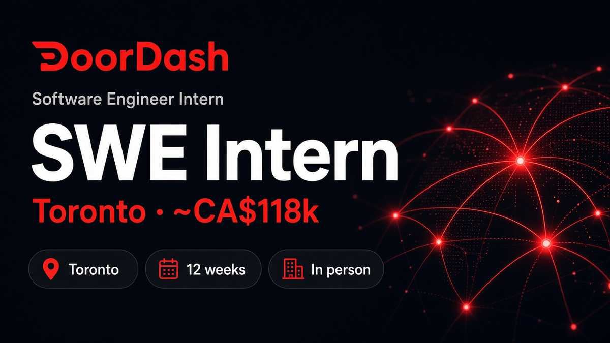 DoorDash Software Engineer Intern | Toronto · Summer 2027 · ~CA$118k