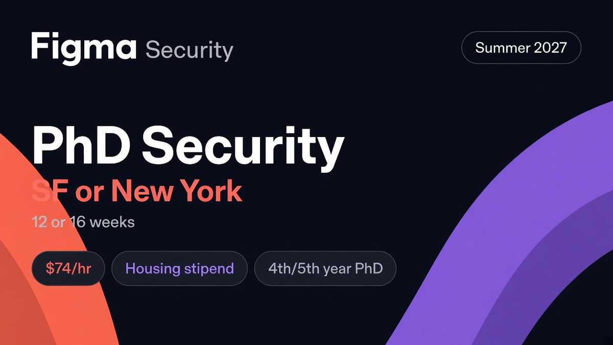 Figma PhD Intern, Security Engineer 2027 | SF & NYC | $74/hr