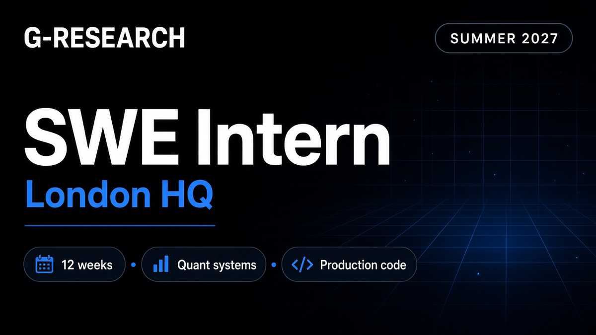 G-Research Software Engineering Intern London Summer 2027