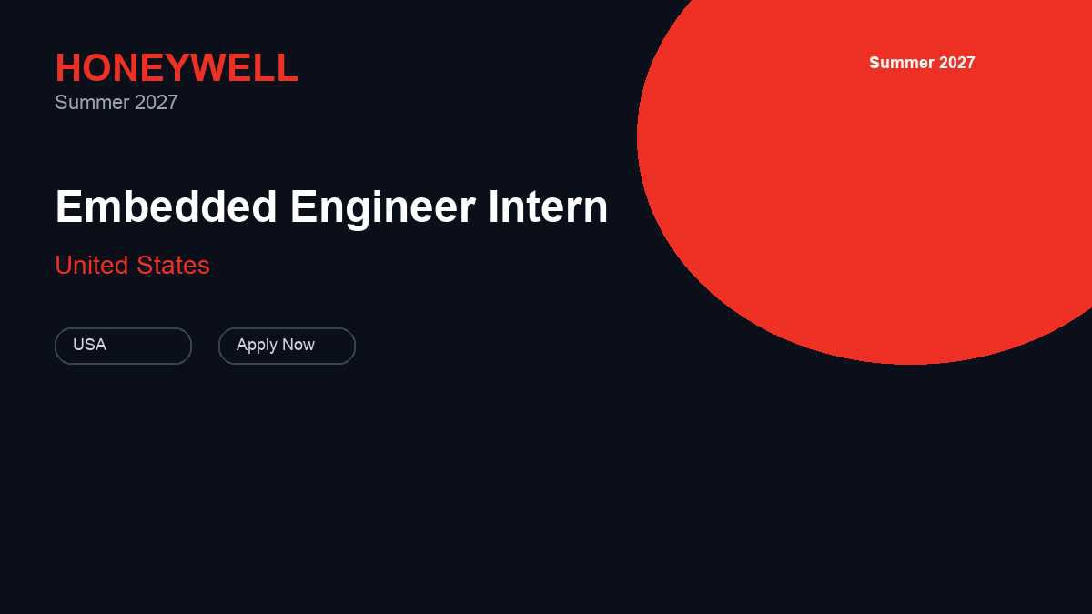 Honeywell Embedded Engineer Intern | United States · 2027