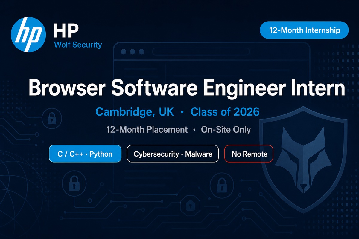 HP Wolf Browser SWE Intern Cambridge | 12 Mo