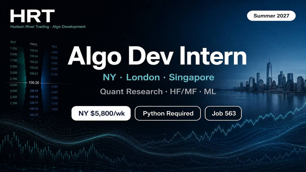 HRT Algo Development Intern Summer 2027 | NY · London · Singapore