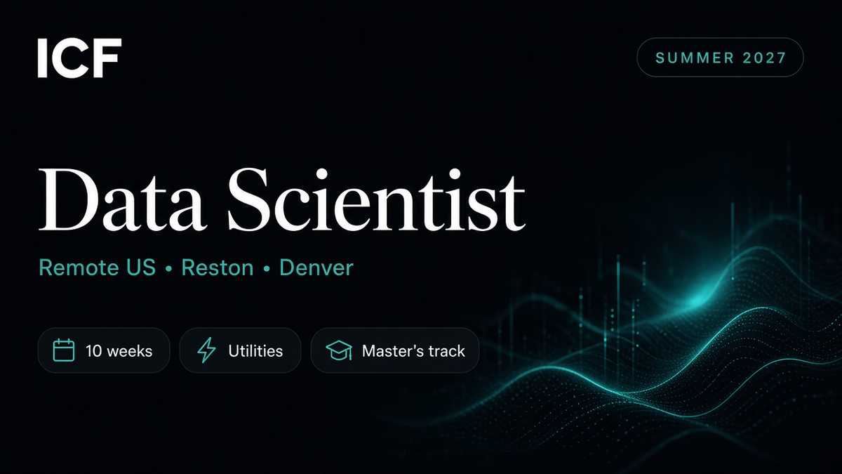 ICF Data Scientist Intern Summer 2027 Remote US