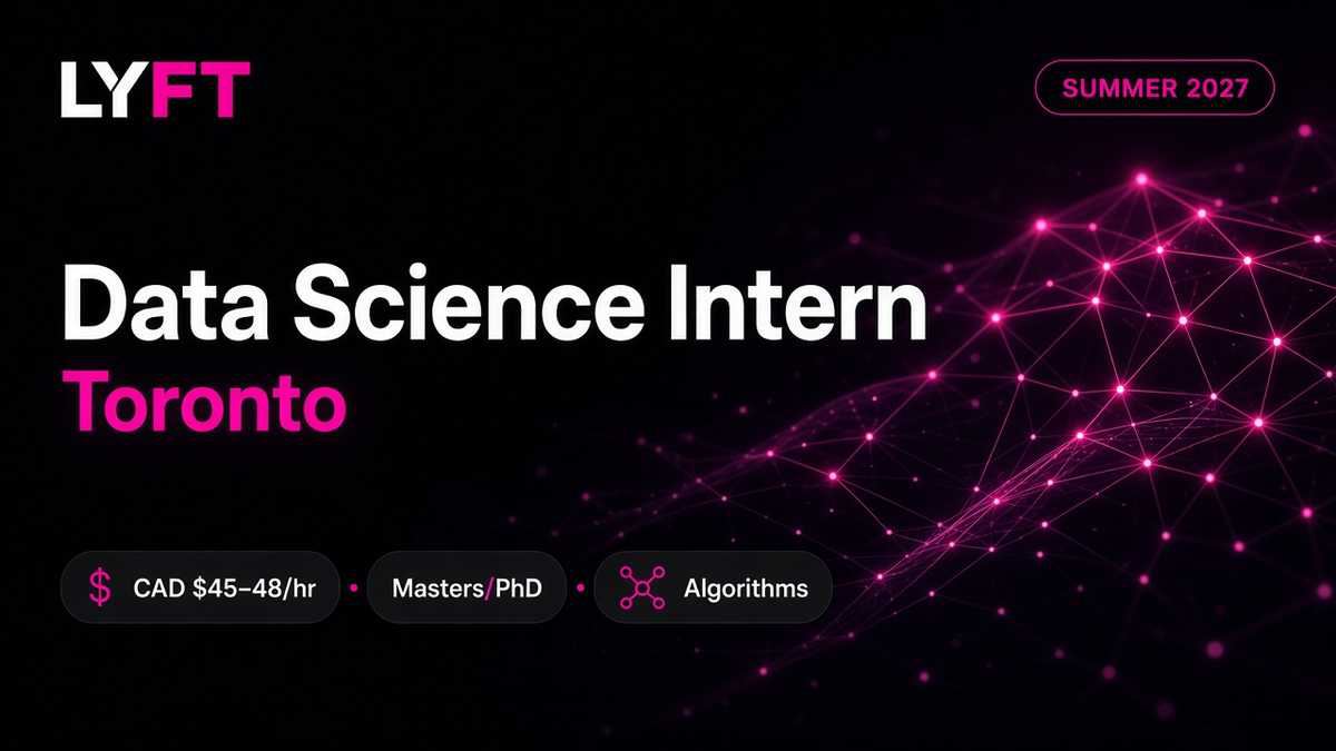 Lyft Data Science Intern Algorithms Summer 2027 Toronto