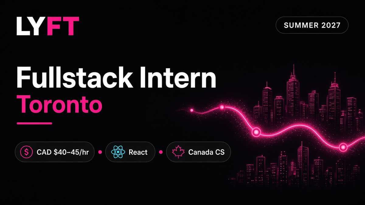 Lyft Fullstack Software Engineer Intern Summer 2027 Toronto