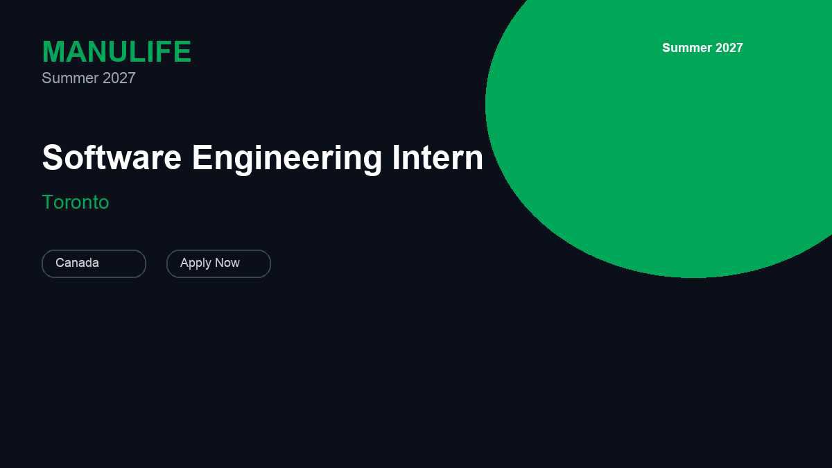 Manulife Financial Software Engineering Intern | Toronto · 2027
