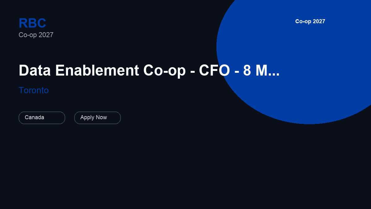 Royal Bank of Canada Data Enablement Co-op - CFO - 8 Months | Toronto · 2027