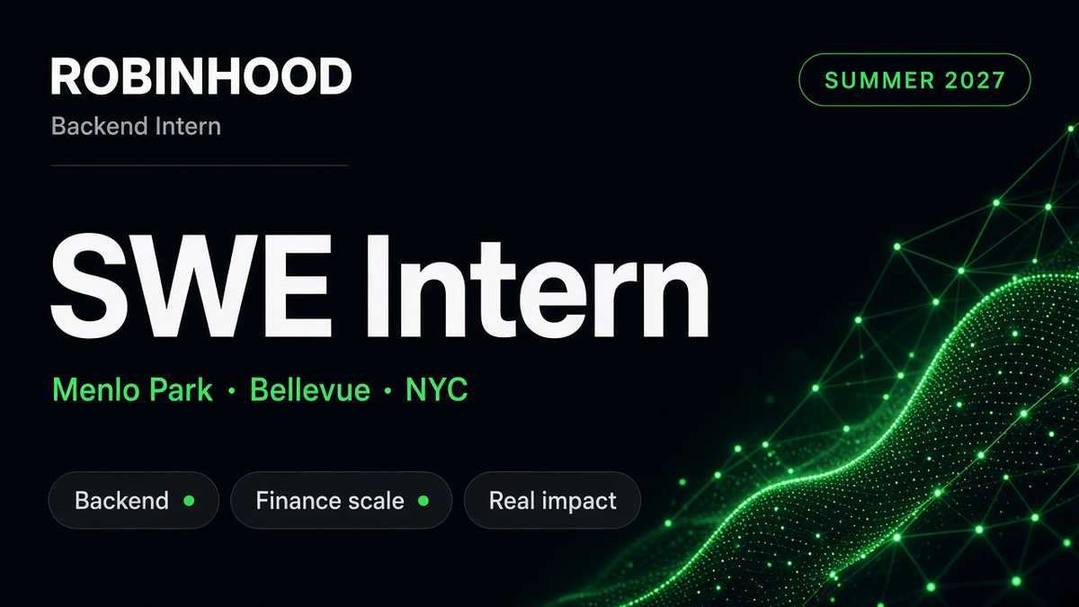 Robinhood Software Engineering Intern Backend Summer 2027 (US)