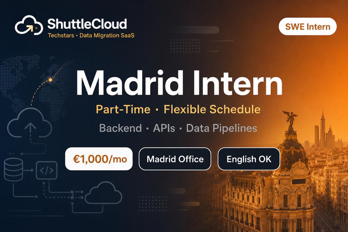 ShuttleCloud SWE Intern Madrid | €1,000/mo Part-Time