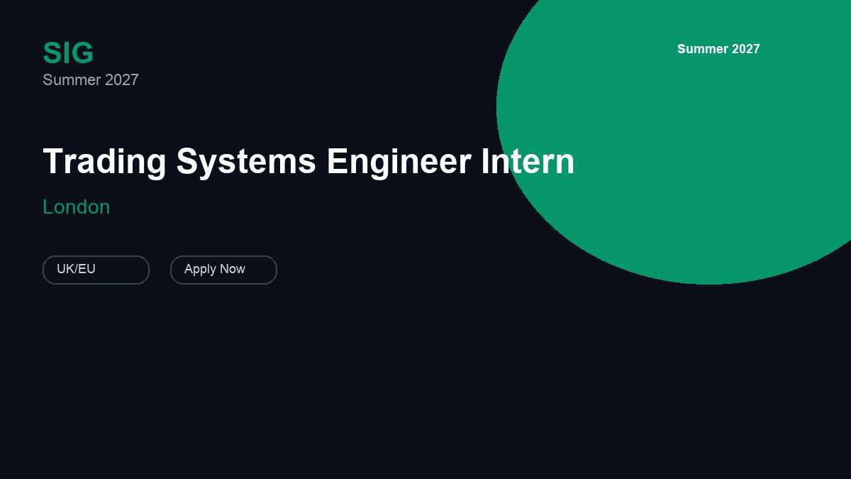 Susquehanna International Group Trading Systems Engineer Intern | London · 2027