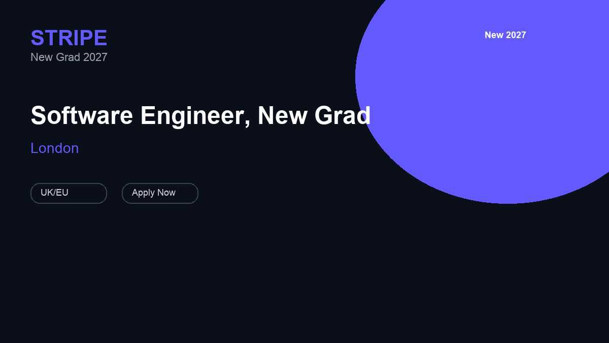 Stripe Software Engineer, New Grad | London · 2027