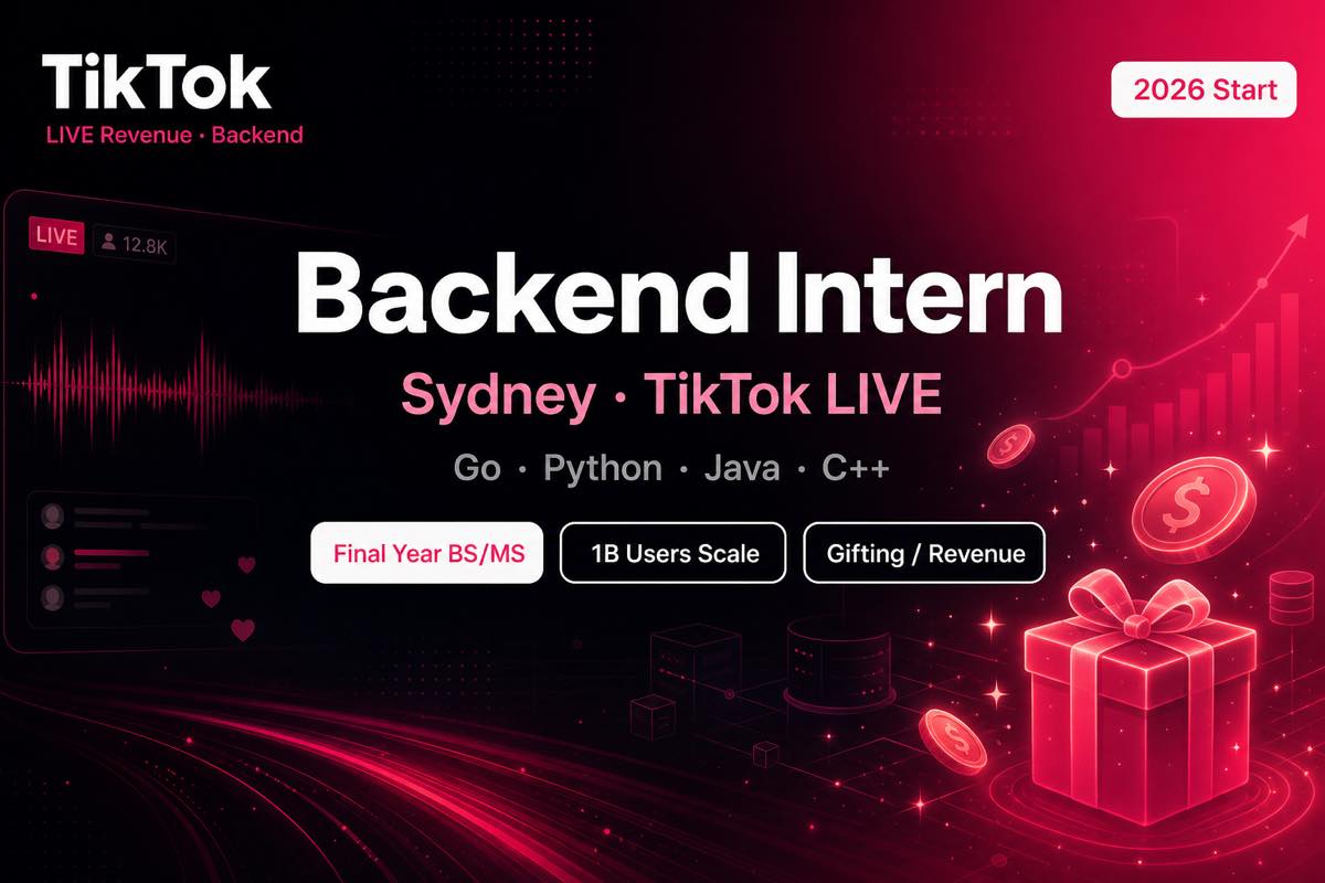 TikTok Backend Intern LIVE Sydney 2026 | Gifting Revenue